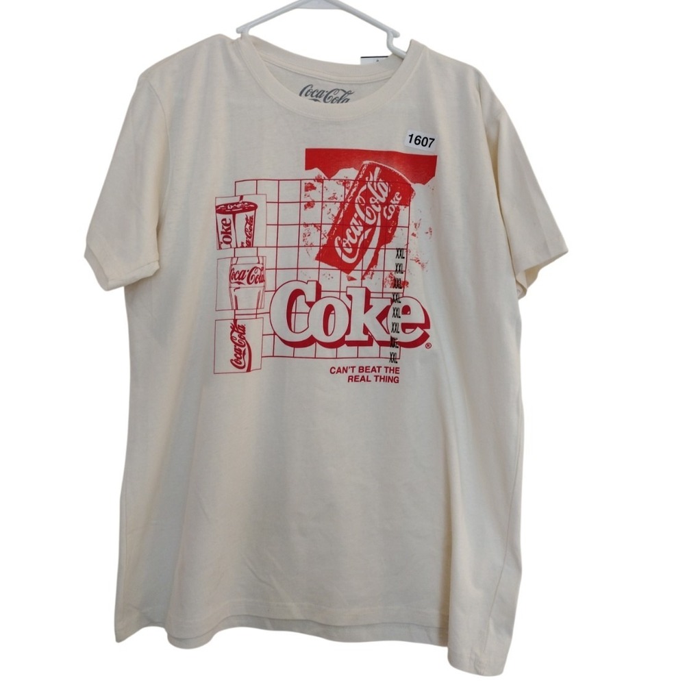 COCA-COLA COKE Novelty‎ Graphic Tee Women's 2X Can't Beat The Real Thing Beige